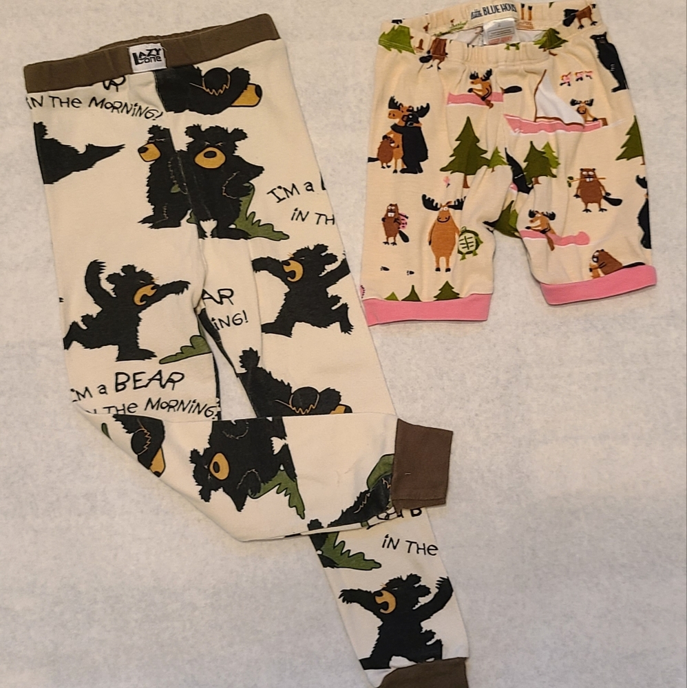 Set of two wildlife print pajama bottoms
